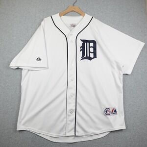 Vintage Majestic Detroit Tigers Baseball Jersey Mens 2XL White Button Korea